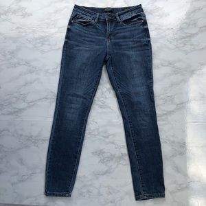 Judy Blue Skinny Fit Jean Women's 9/29 Whisker Dark Wash Denim Stretch Slim Leg